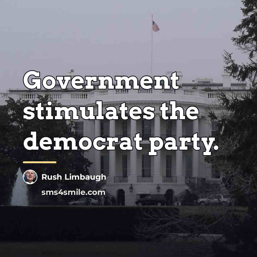 “Government stimulates the democrat party.…” quote by Rush Limbaugh