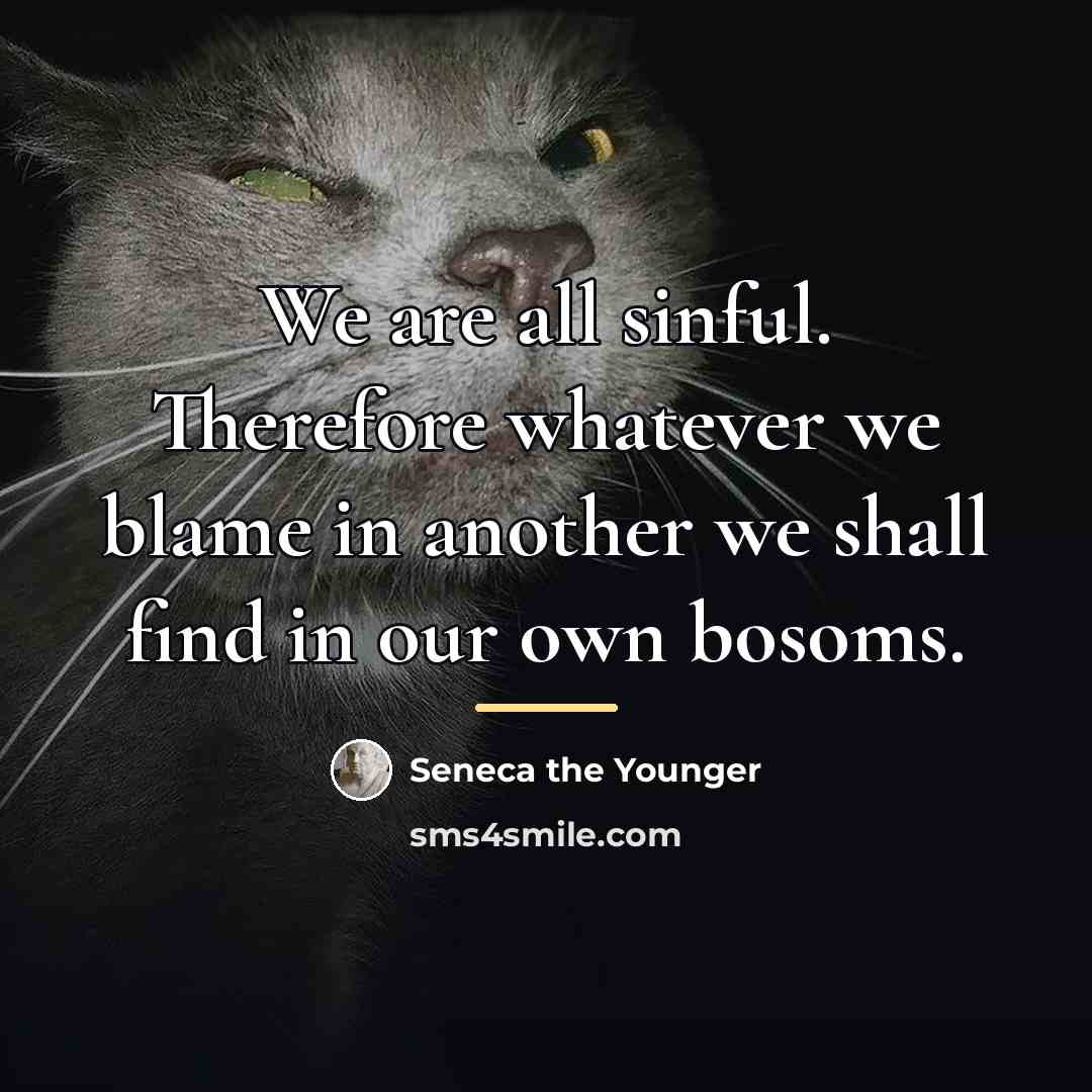 “We are all sinful. Therefore whatever we blame in another…” quote by Seneca the Younger