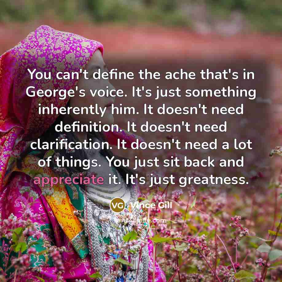 “You can't define the ache that's in George's voice. It's…” quote by Vince Gill