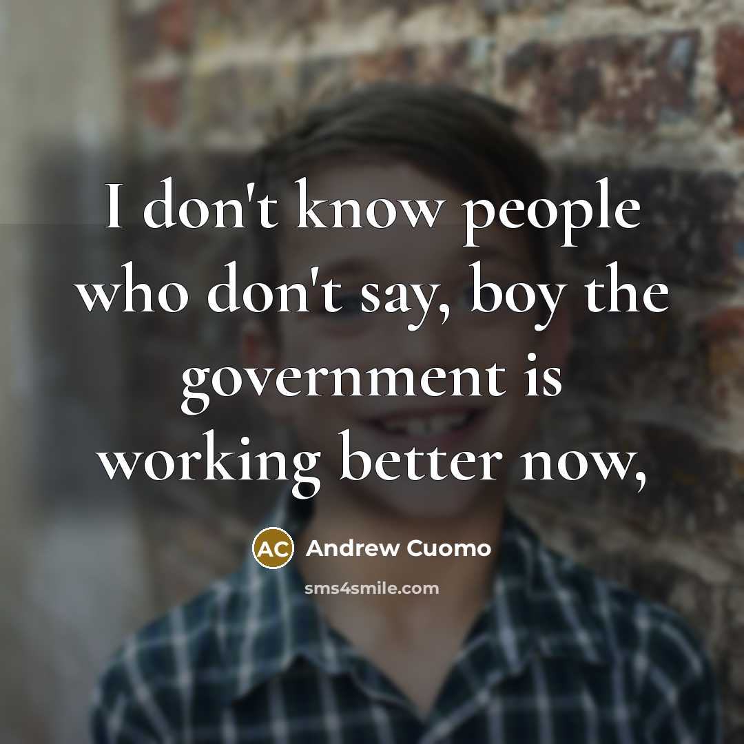 “I don't know people who don't say, boy the government…” quote by Andrew Cuomo