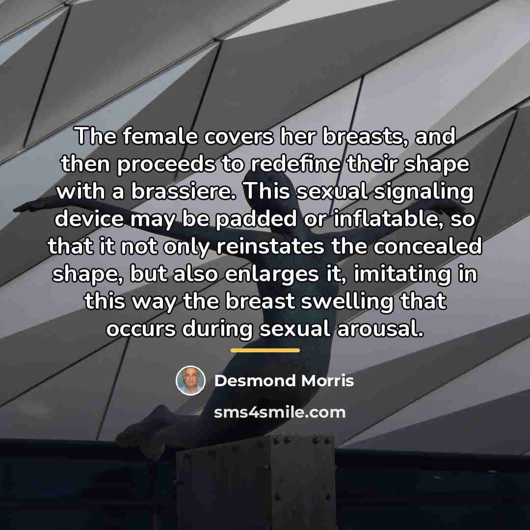 “The female covers her breasts, and then proceeds to redefine…” quote by Desmond Morris