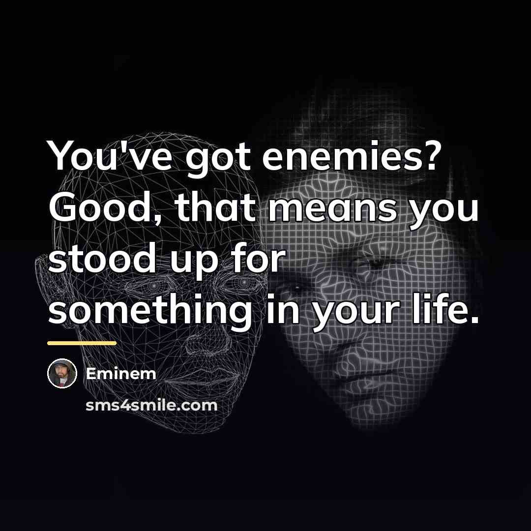 “You've got enemies? Good, that means you stood up for…” quote by Eminem