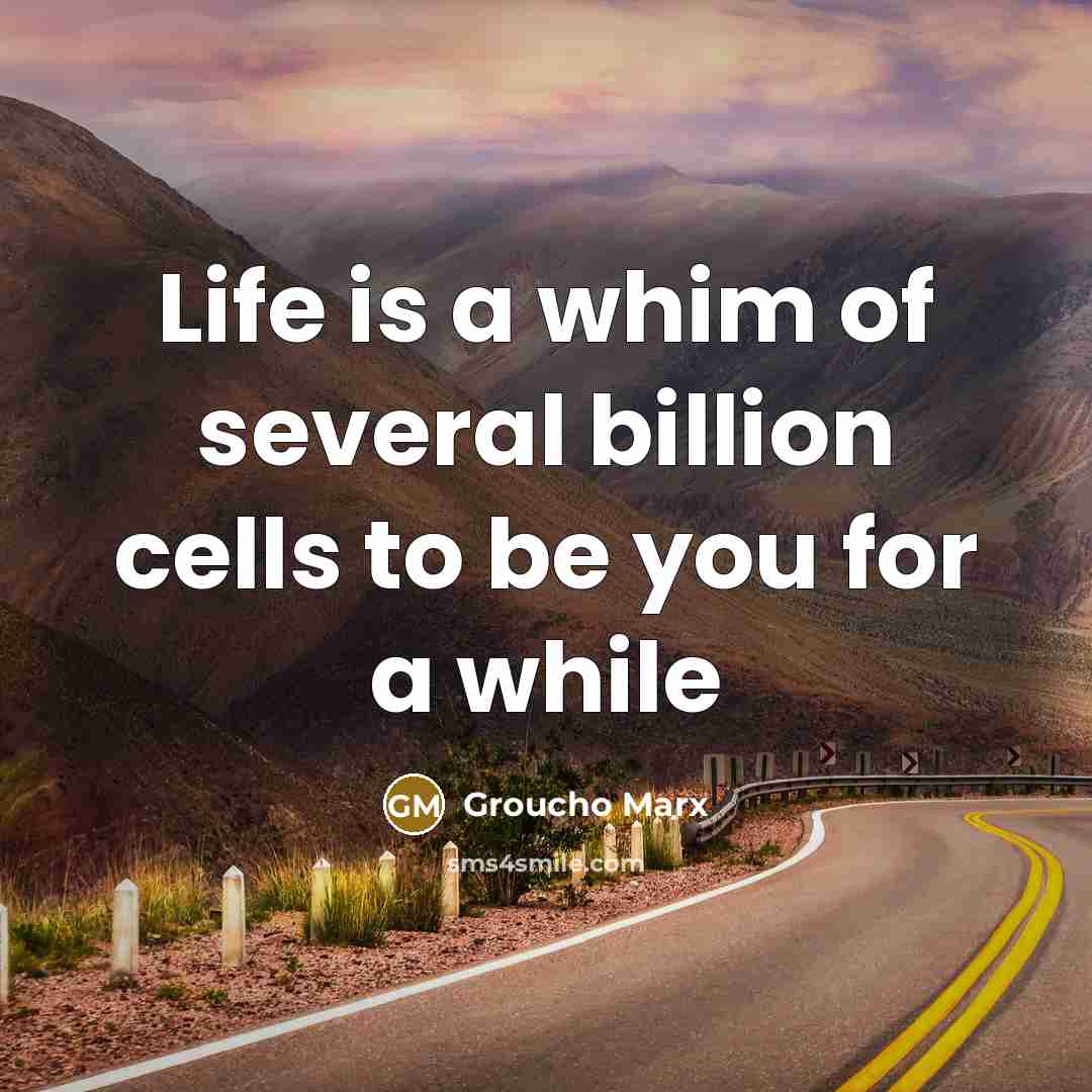 “Life is a whim of several billion cells to be…” quote by Groucho Marx