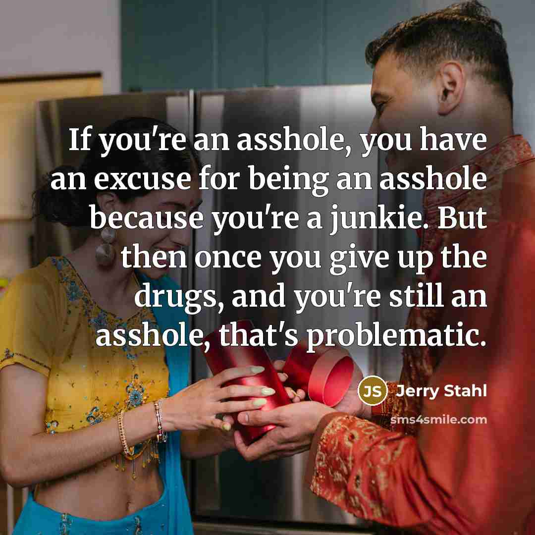 “If you're an asshole, you have an excuse for being…” quote by Jerry Stahl