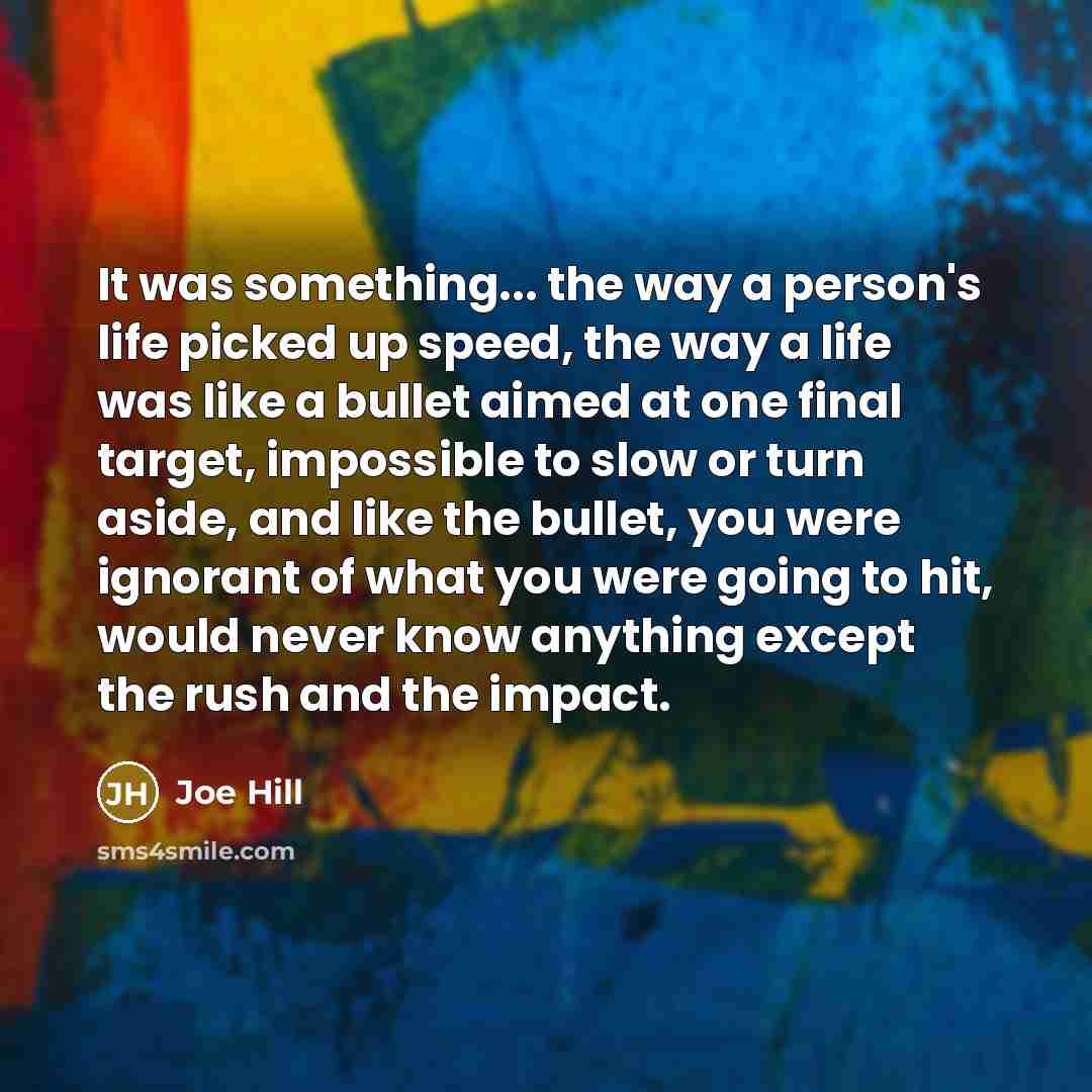 “It was something... the way a person's life picked up…” quote by Joe Hill