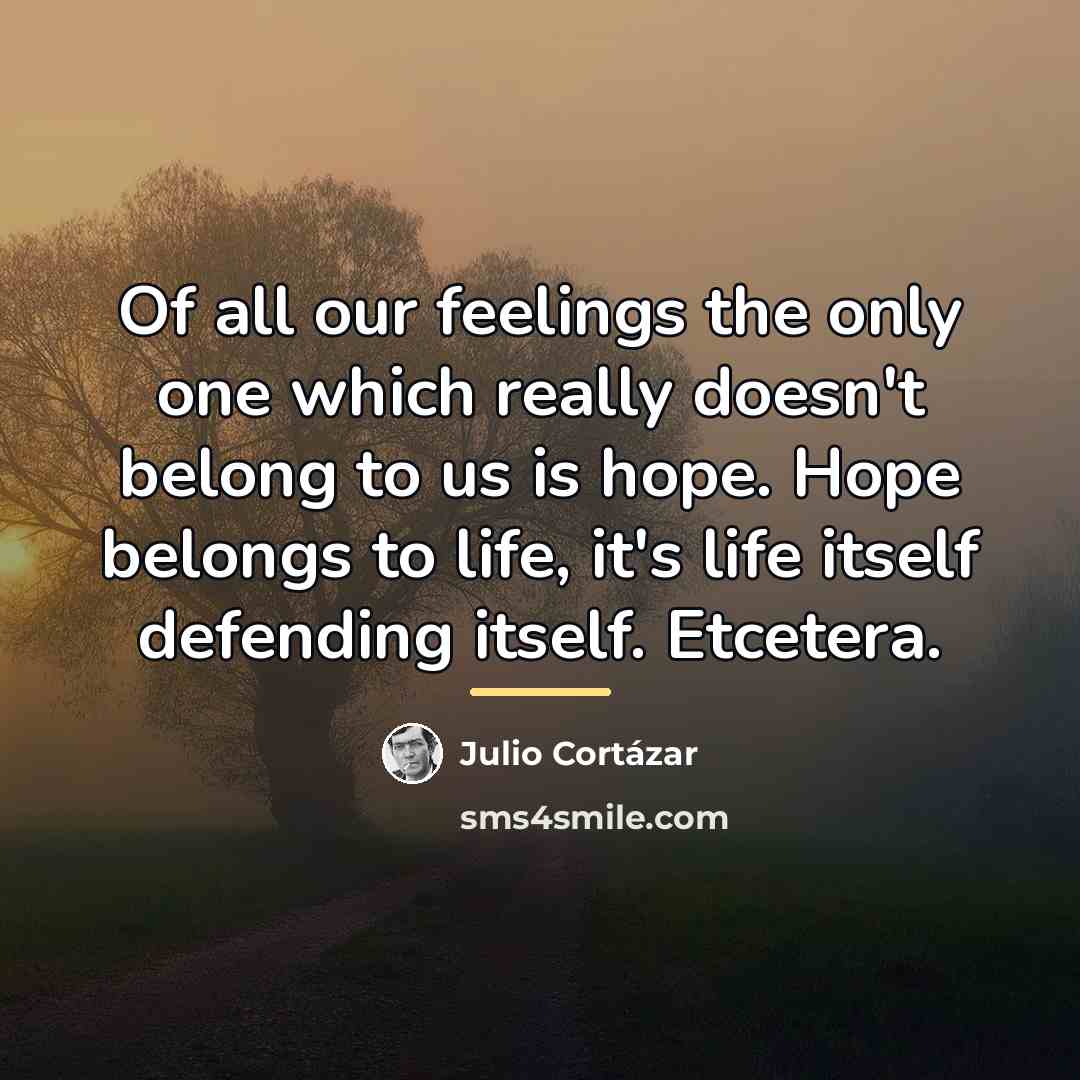 “Of all our feelings the only one which really doesn't…” quote by Julio Cortazar