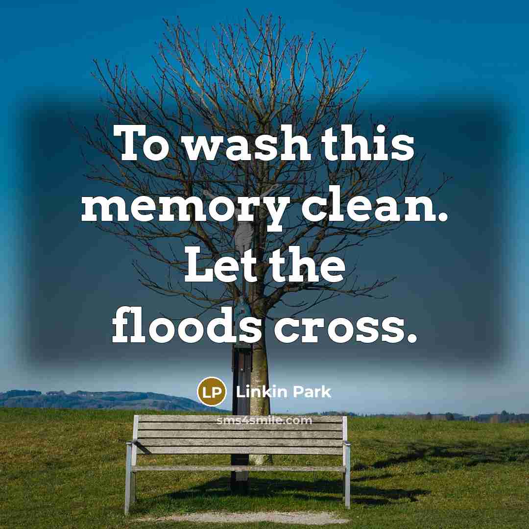 “To wash this memory clean. Let the floods cross.” quote by Linkin Park