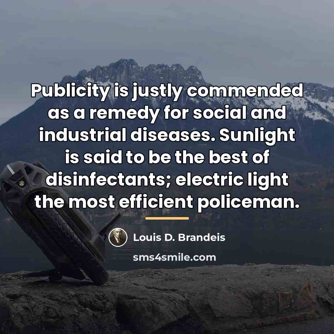 “Publicity is justly commended as a remedy for social and…” quote by Louis D. Brandeis
