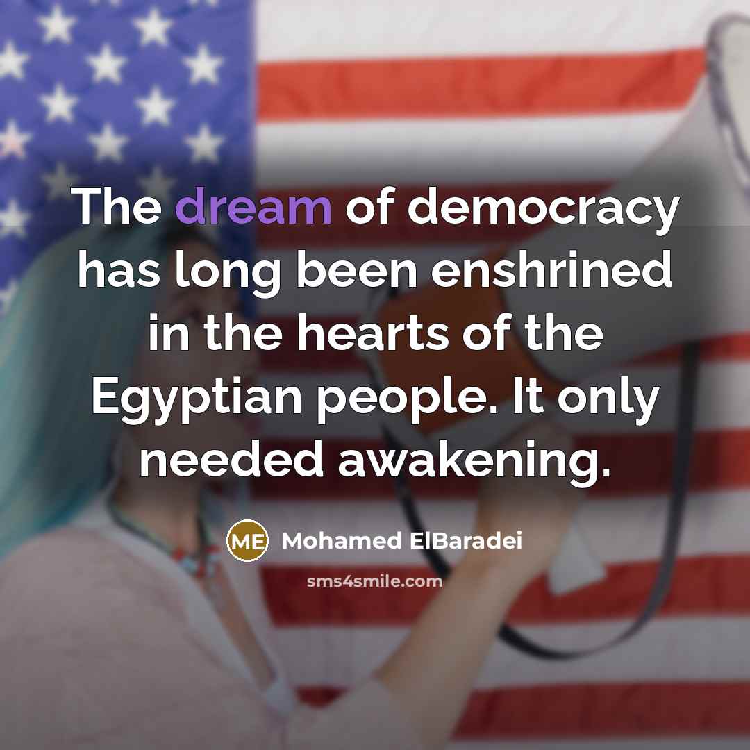 “The dream of democracy has long been enshrined in the…” quote by Mohamed ElBaradei