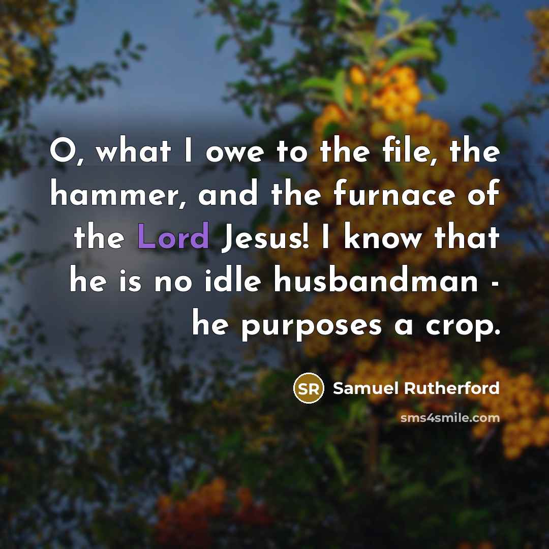 “O, what I owe to the file, the hammer, and…” quote by Samuel Rutherford