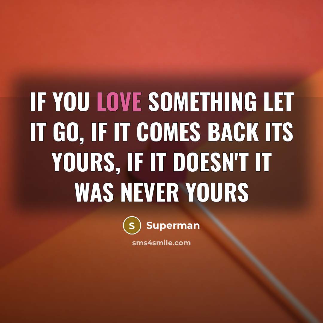 “If you love something let it go, if it comes…” quote by Superman