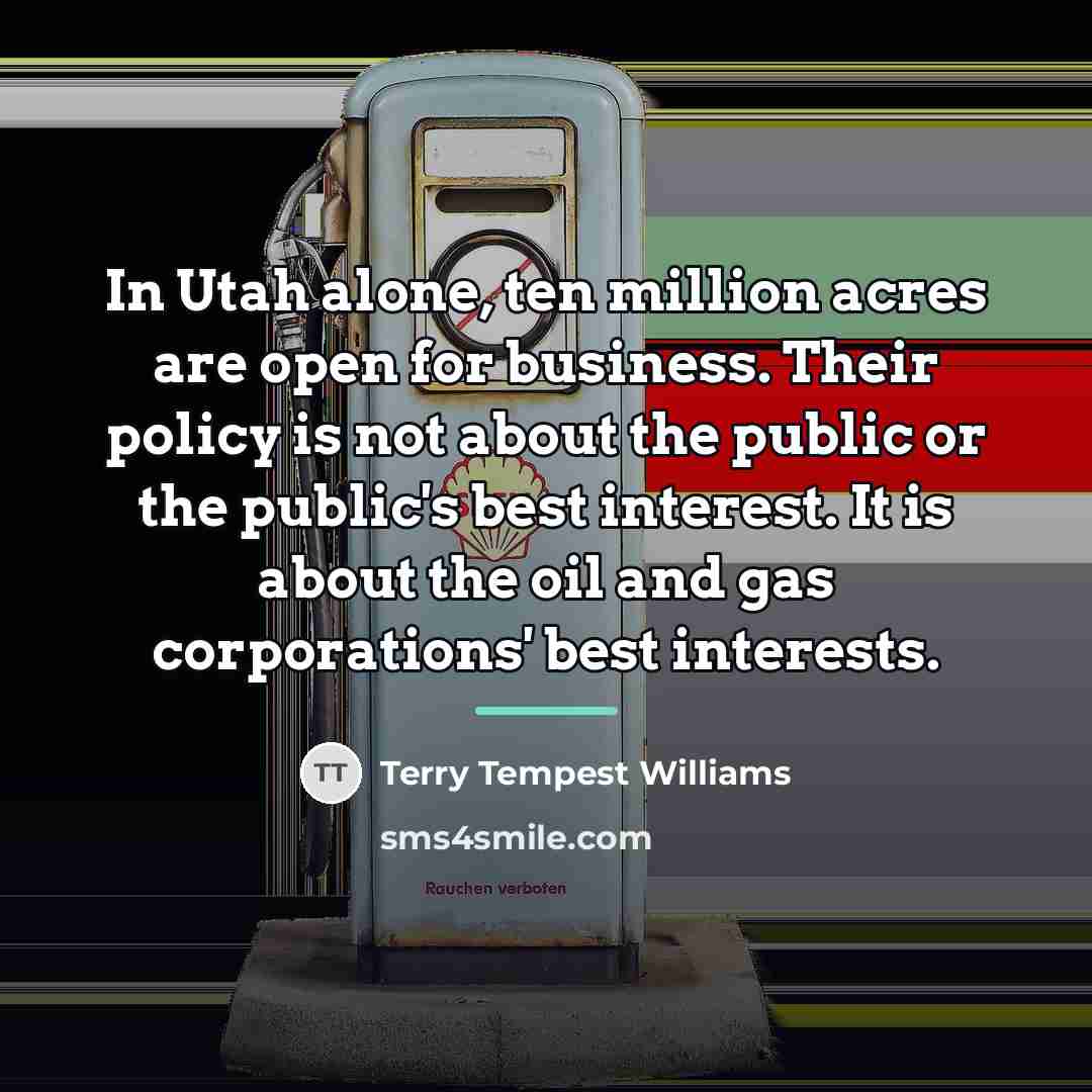 “In Utah alone, ten million acres are open for business.…” quote by Terry Tempest Williams