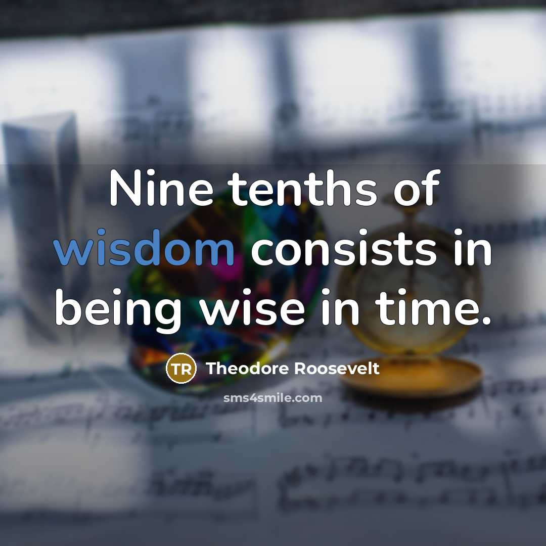 “Nine tenths of wisdom consists in being wise in time.…” quote by Theodore Roosevelt