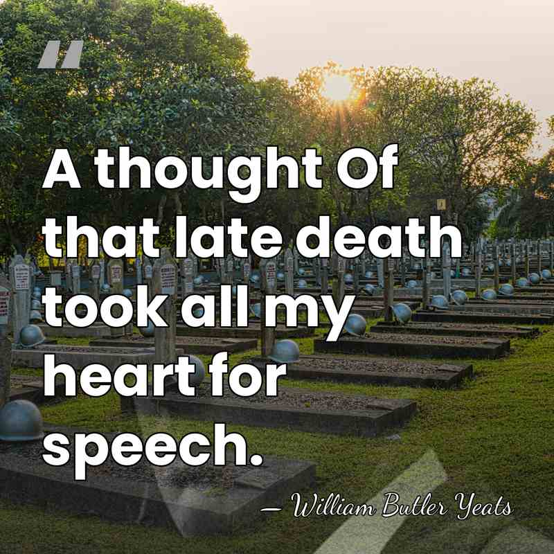 A thought Of that late death took all my heart for speech. - William Butler Yeats