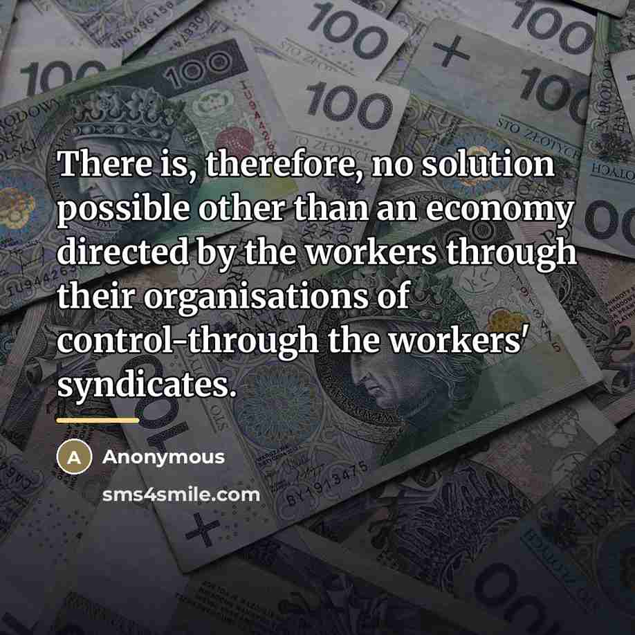“There is, therefore, no solution possible other than an economy…” quote by Anonymous