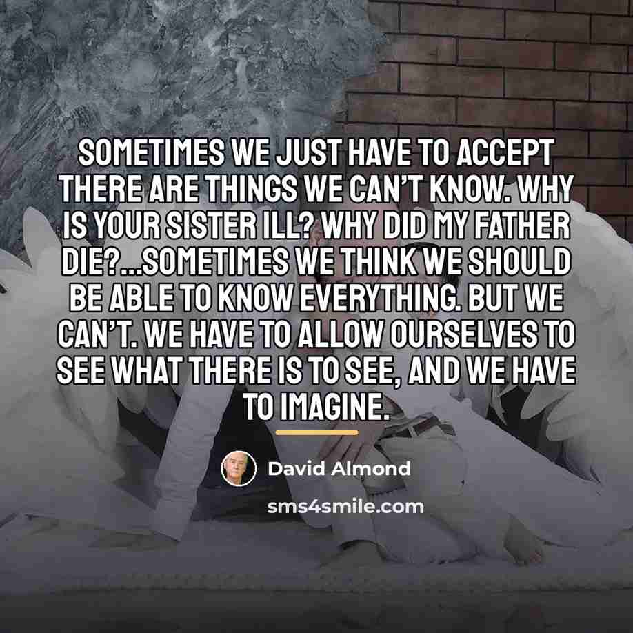 “Sometimes we just have to accept there are things we…” quote by David Almond