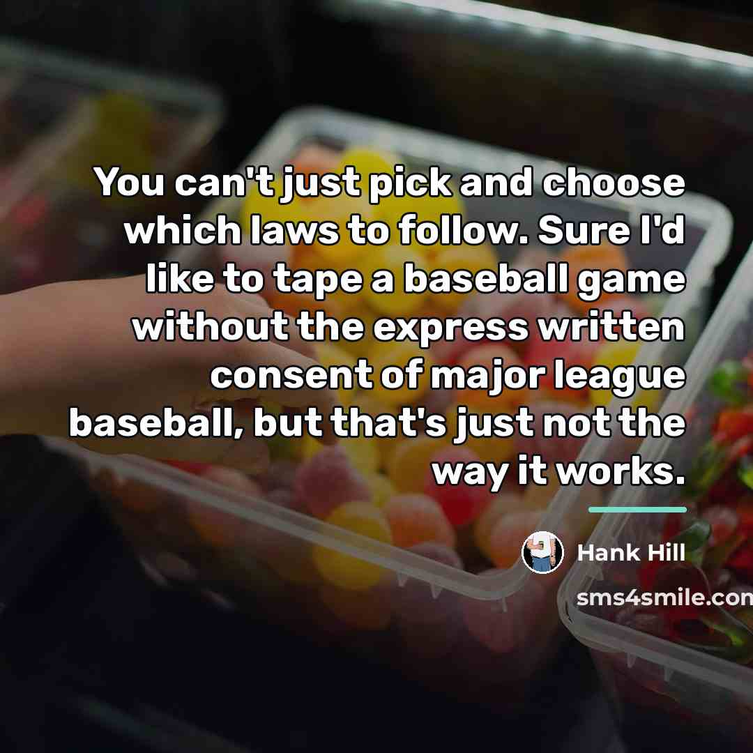 “You can't just pick and choose which laws to follow.…” quote by Hank Hill