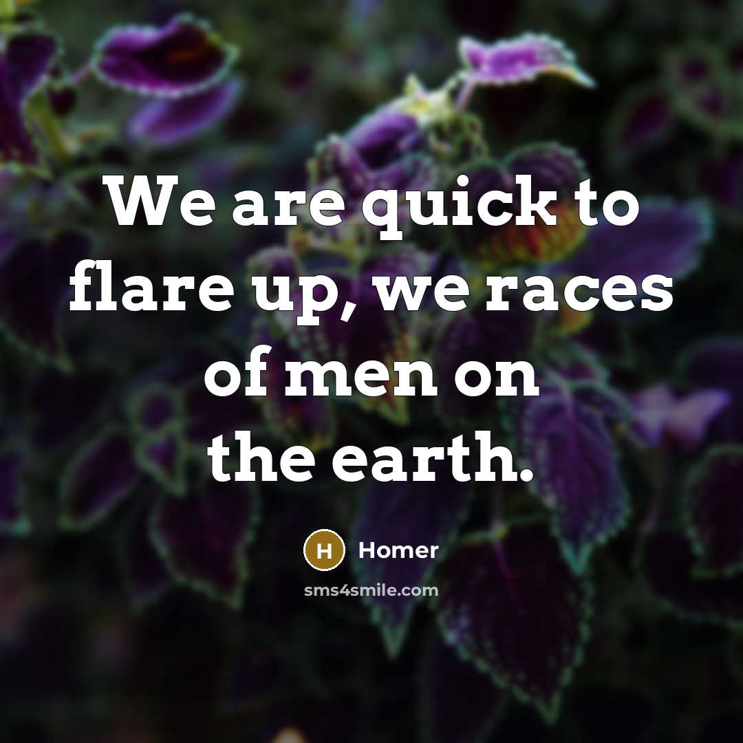 “We are quick to flare up, we races of men…” quote by Homer