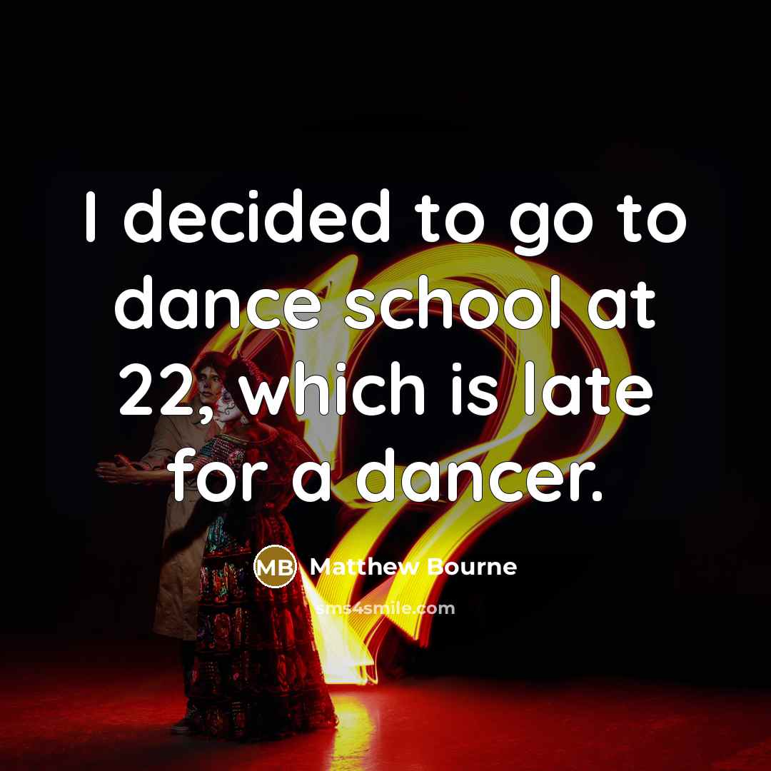 “I decided to go to dance school at 22, which…” quote by Matthew Bourne