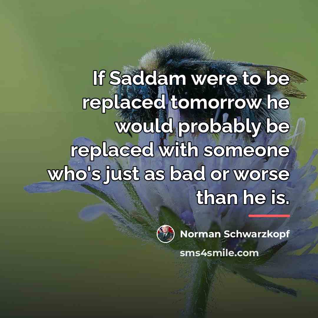 “If Saddam were to be replaced tomorrow he would probably…” quote by Norman Schwarzkopf