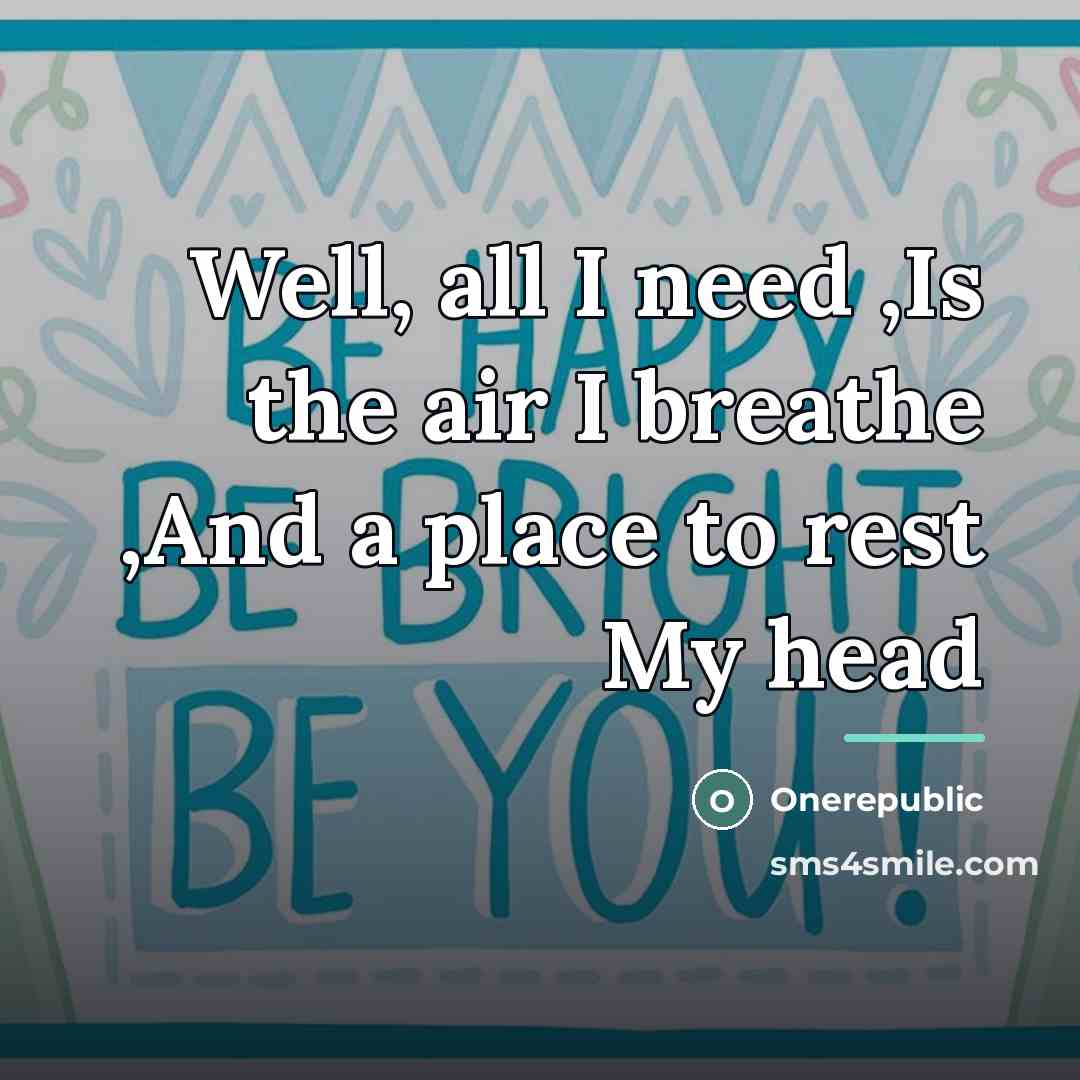 “Well, all I need ,Is the air I breathe ,And…” quote by OneRepublic