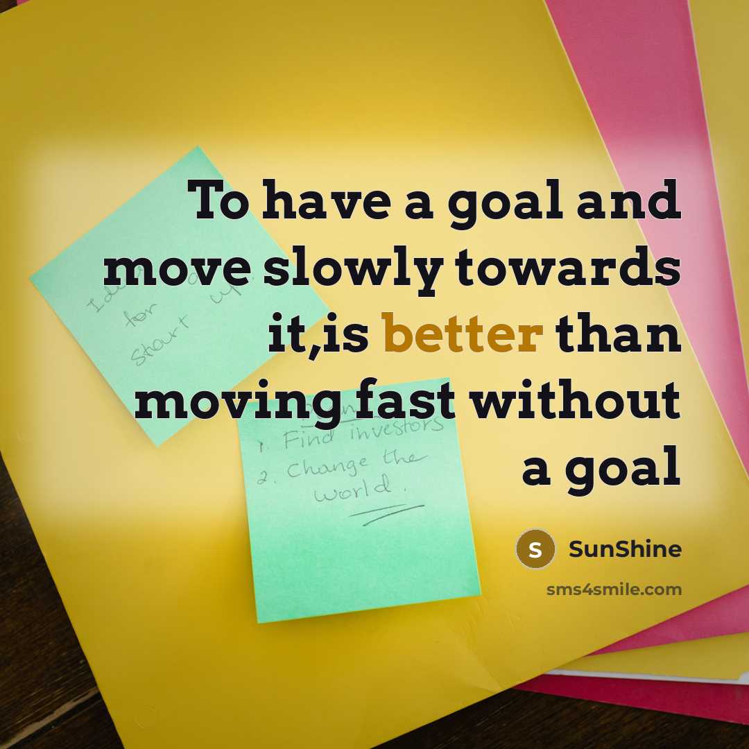 “To have a goal and move slowly towards it,is better than moving fast without a goal” quote by SunShine