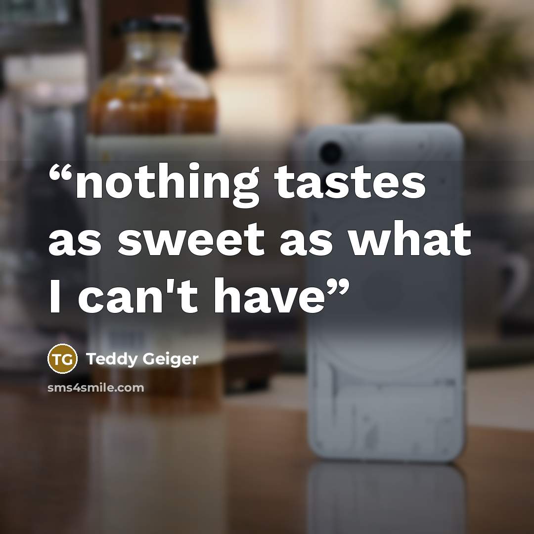 “nothing tastes as sweet as what I can't have” quote by teddy geiger