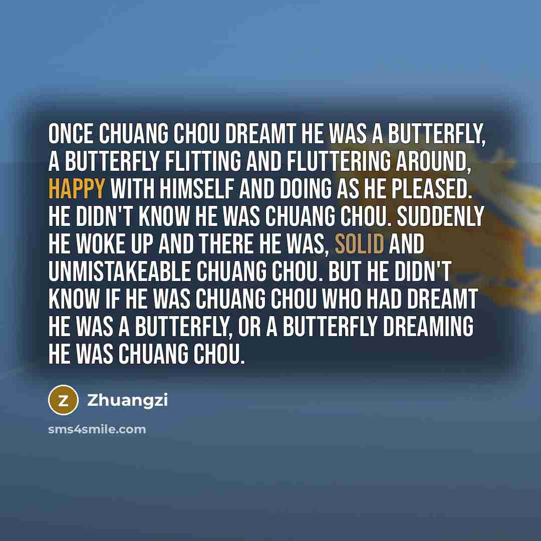 “Once Chuang Chou dreamt he was a butterfly, a butterfly…” quote by Zhuangzi