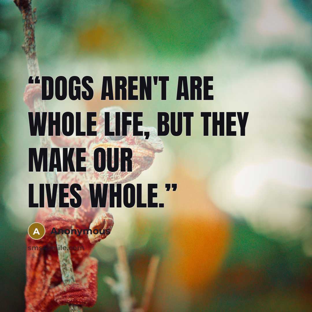 “Dogs aren't are whole life, but they make our lives whole.” quote by Anonymous