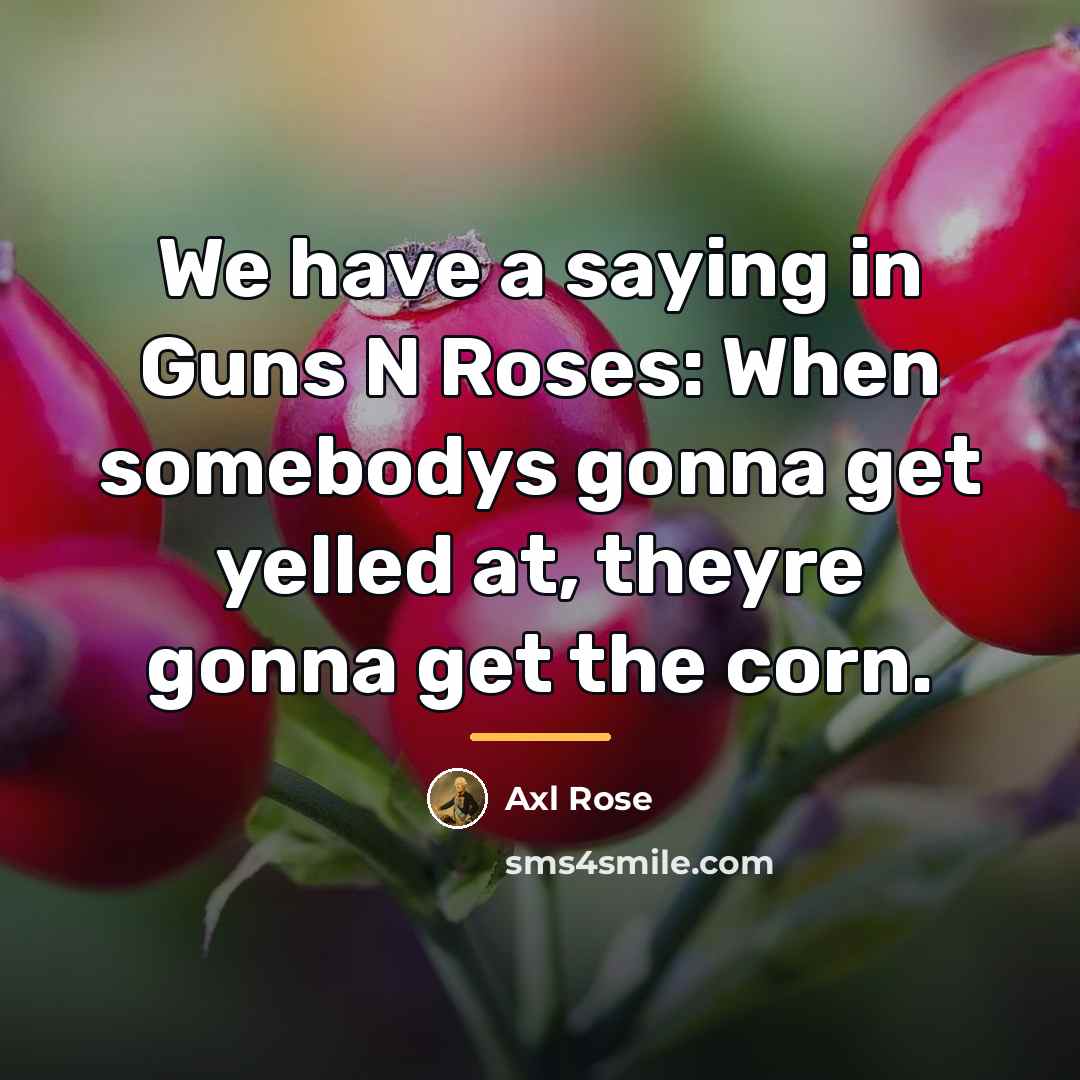 “We have a saying in Guns N Roses: When somebodys…” quote by Axl Rose