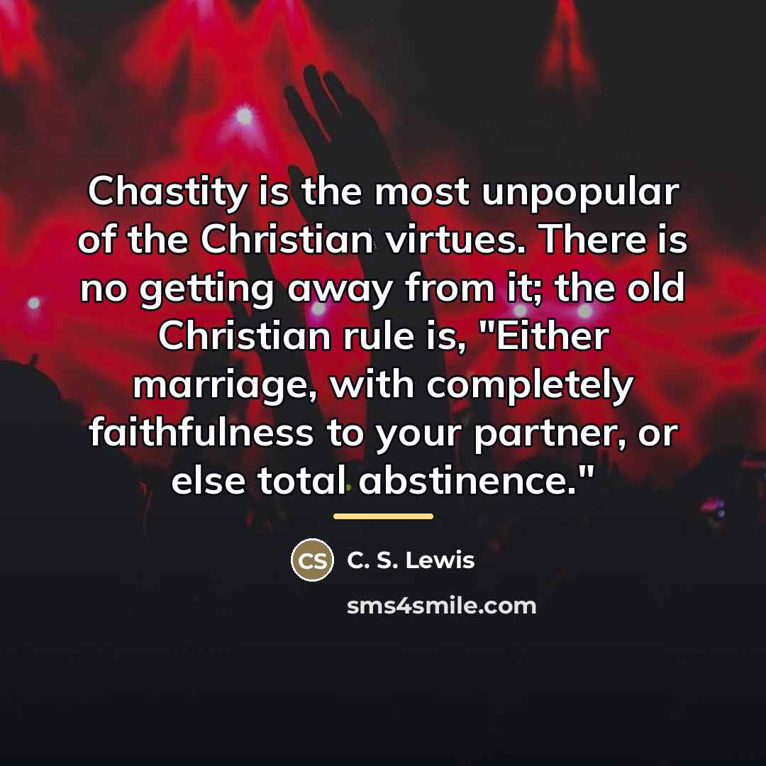 “Chastity is the most unpopular of the Christian virtues. There…” quote by C. S. Lewis