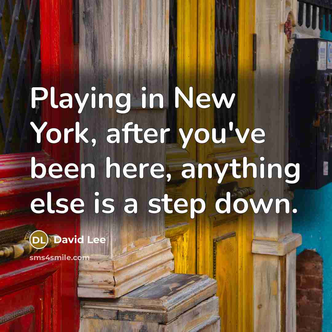 “Playing in New York, after you've been here, anything else…” quote by David Lee