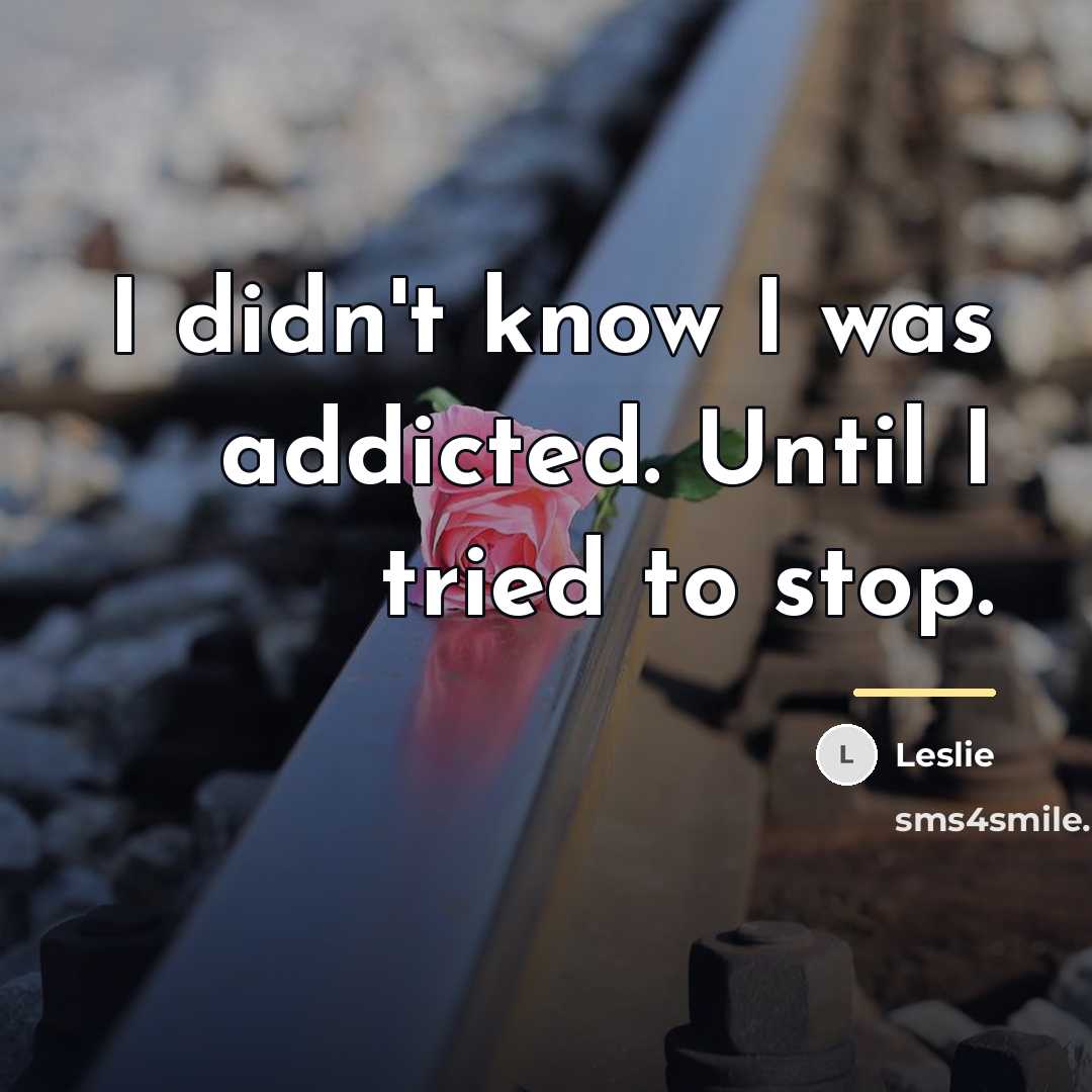“I didn't know I was addicted. Until I tried to…” quote by Leslie