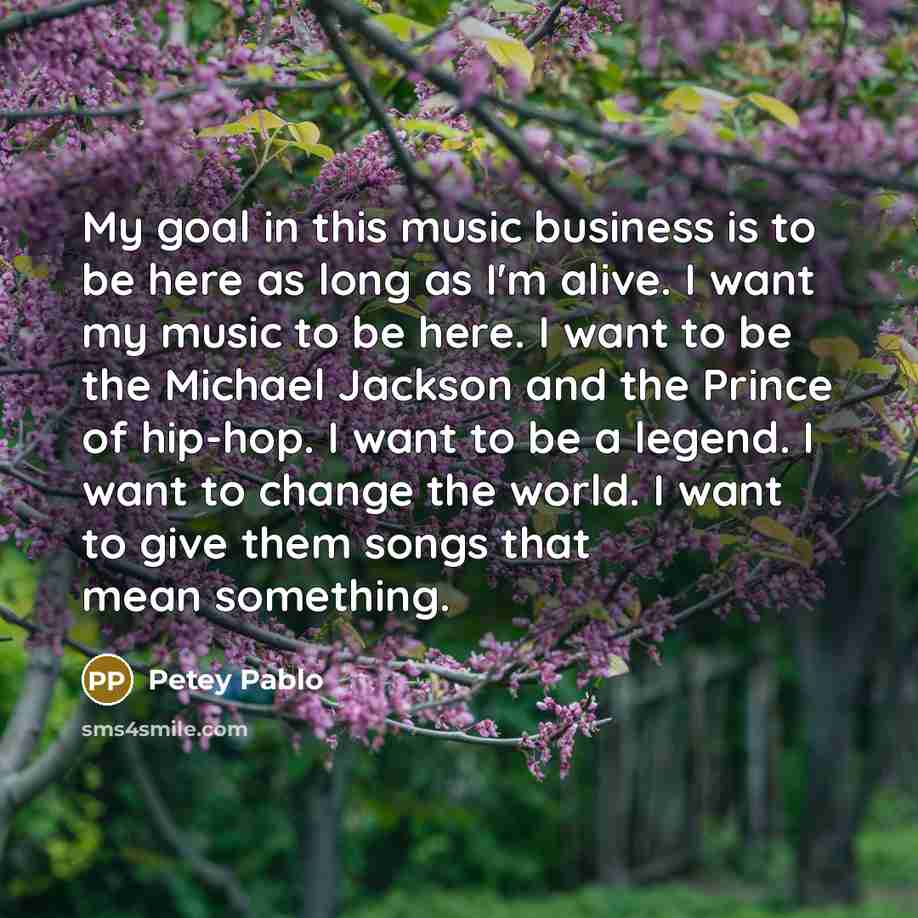 “My goal in this music business is to be here…” quote by Petey Pablo