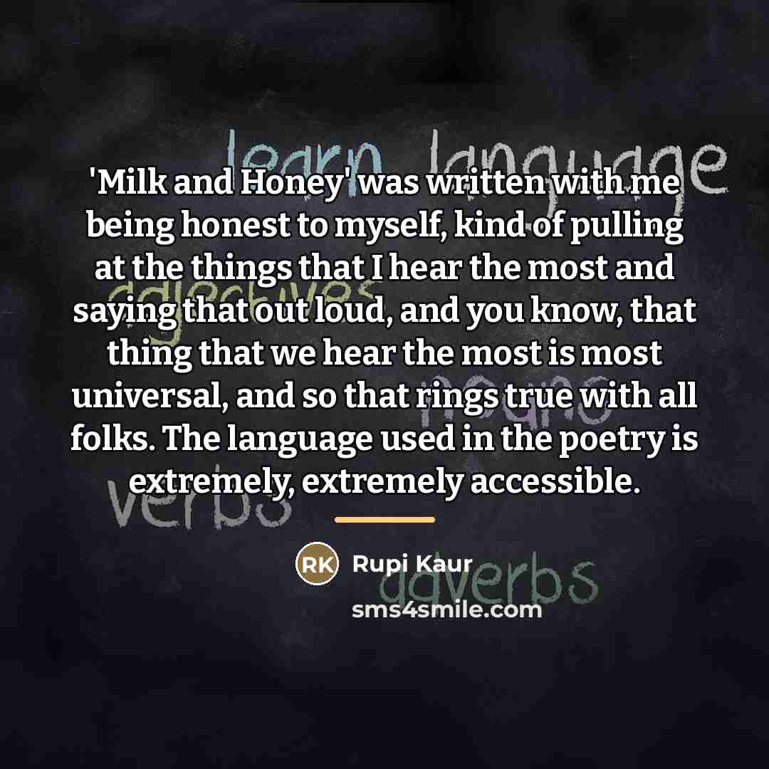 “'Milk and Honey' was written with me being honest to…” quote by Rupi Kaur