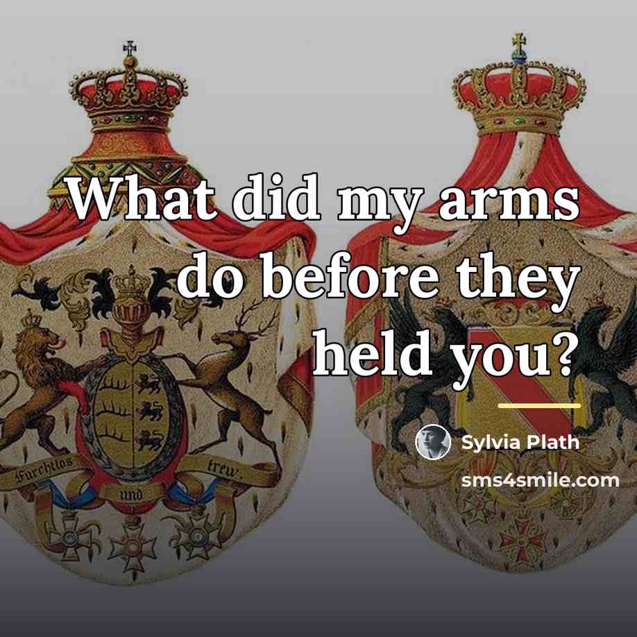 “What did my arms do before they held you?…” quote by Sylvia Plath