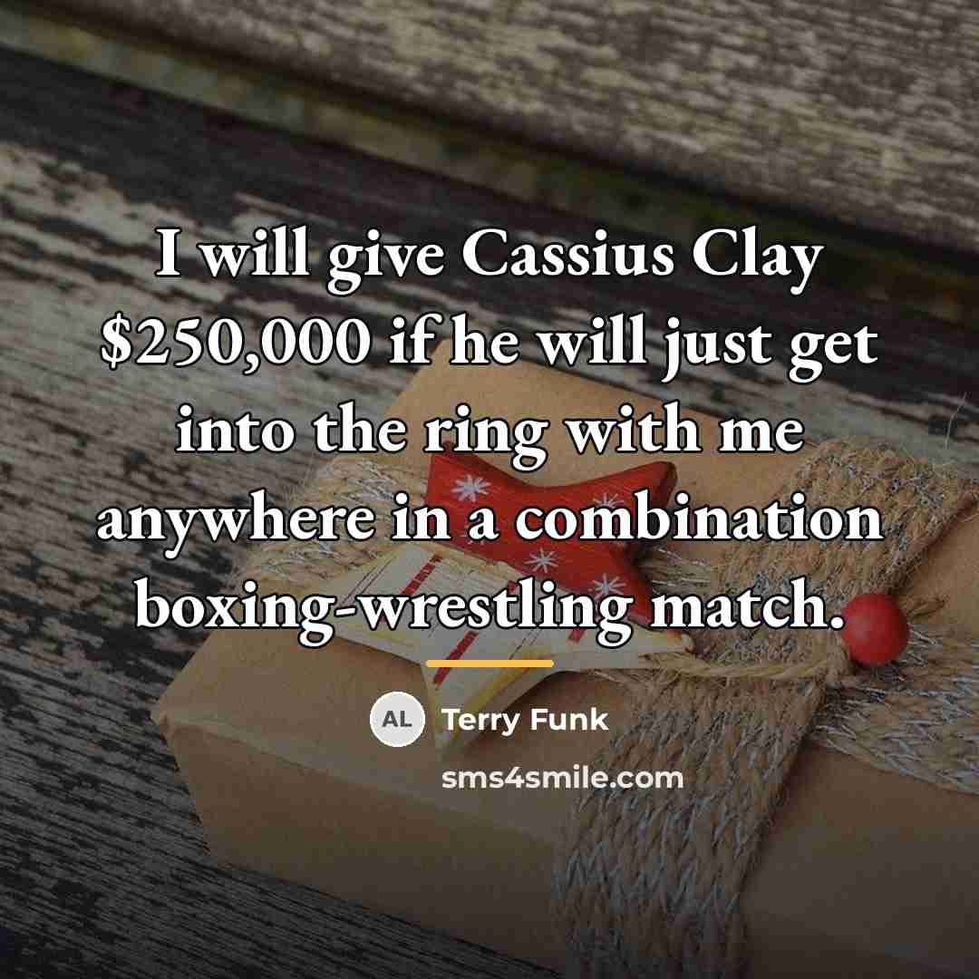 “I will give Cassius Clay $250,000 if he will just…” quote by Terry Funk