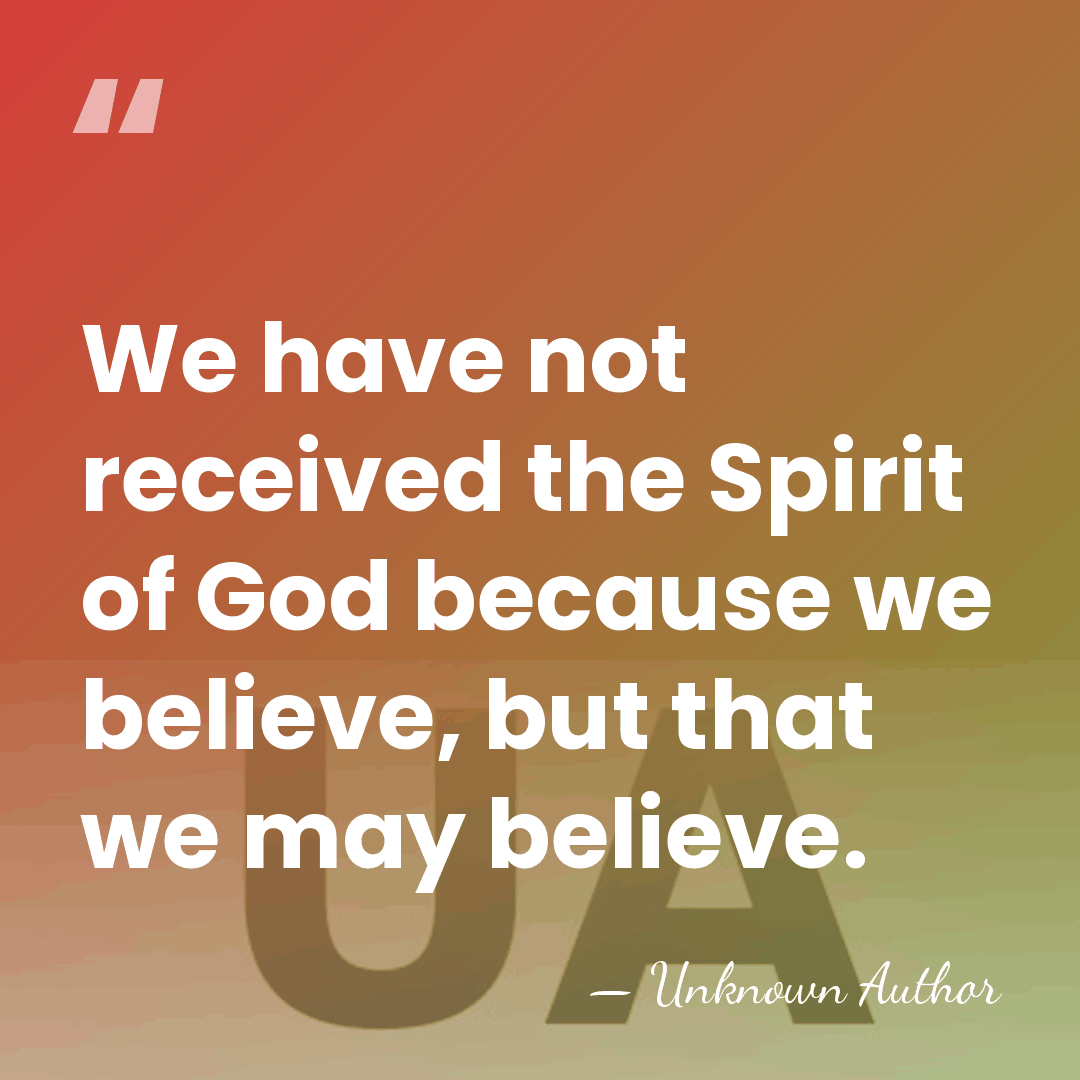 We have not received the Spirit of God because we believe, but&hellip; - Fulgentius of Ruspe
