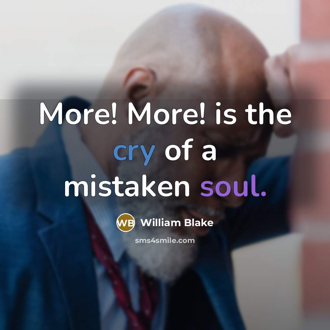 “More! More! is the cry of a mistaken soul.…” quote by William Blake
