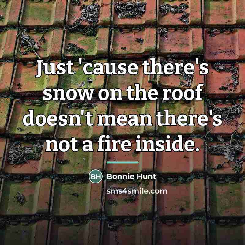 “Just 'cause there's snow on the roof doesn't mean there's…” quote by Bonnie Hunt