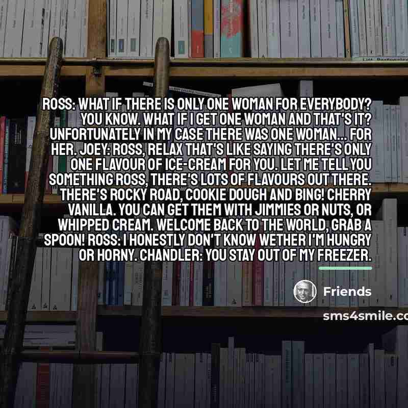 “Ross: What if there is only one woman for everybody?…” quote by Friends