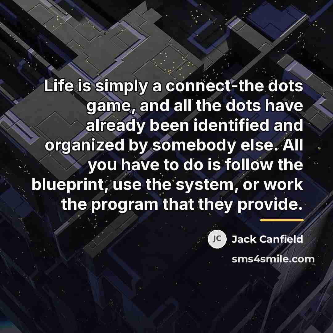 “Life is simply a connect-the dots game, and all the…” quote by Jack Canfield