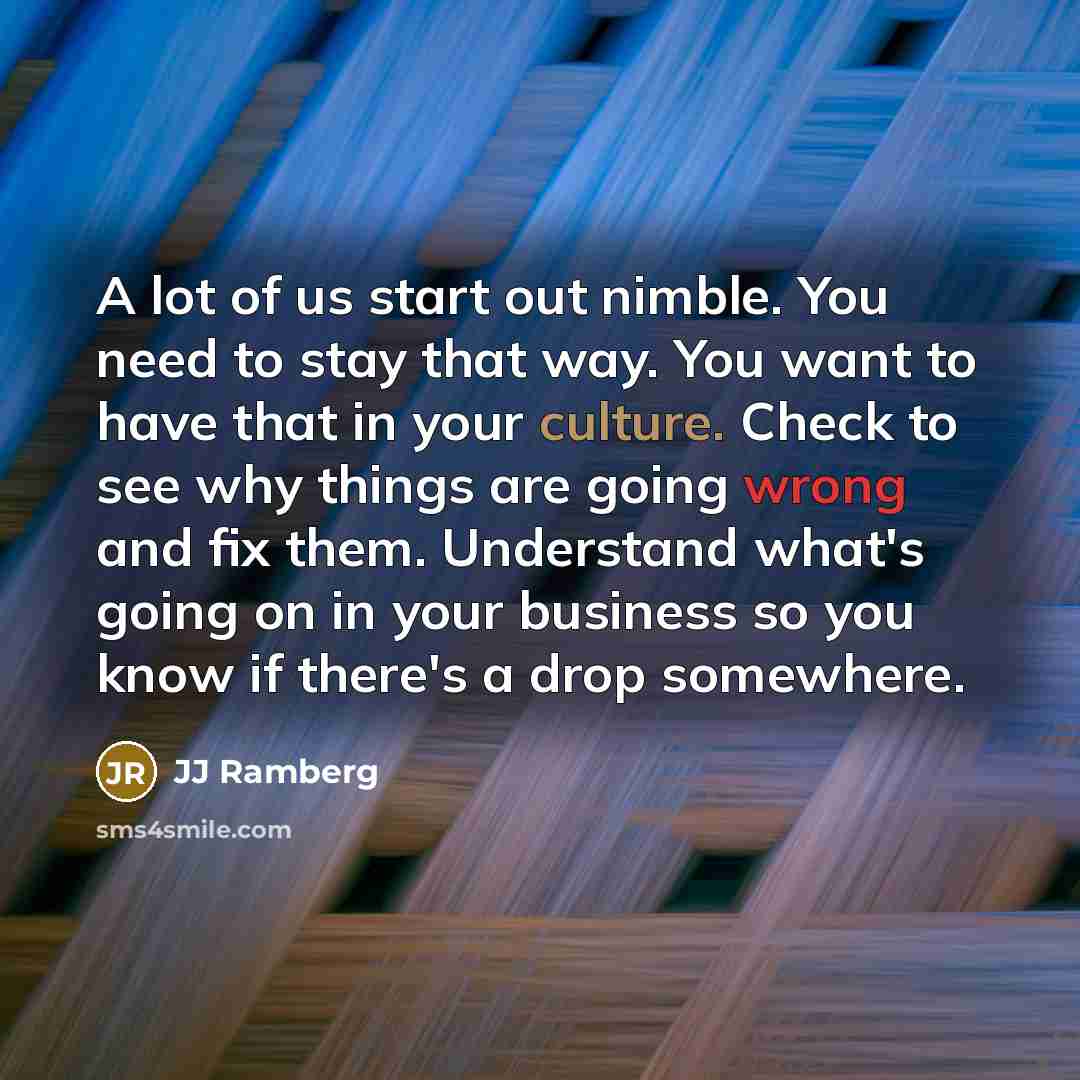 “A lot of us start out nimble. You need to…” quote by JJ Ramberg