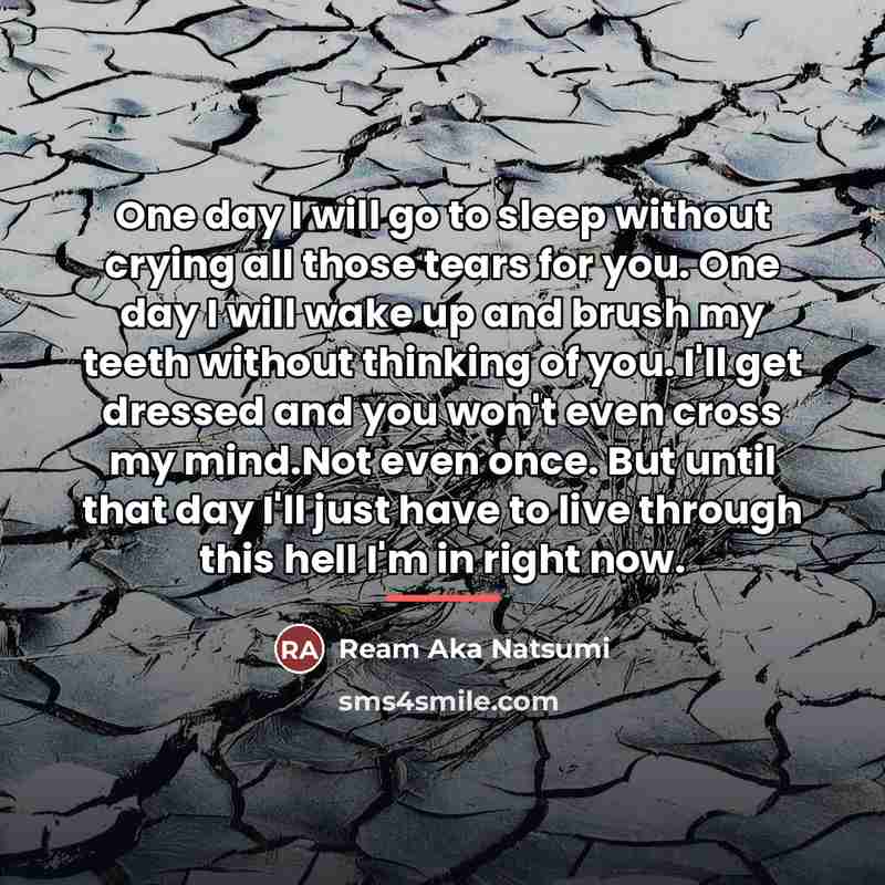 “One day I will go to sleep without crying all…” quote by Ream Aka Natsumi