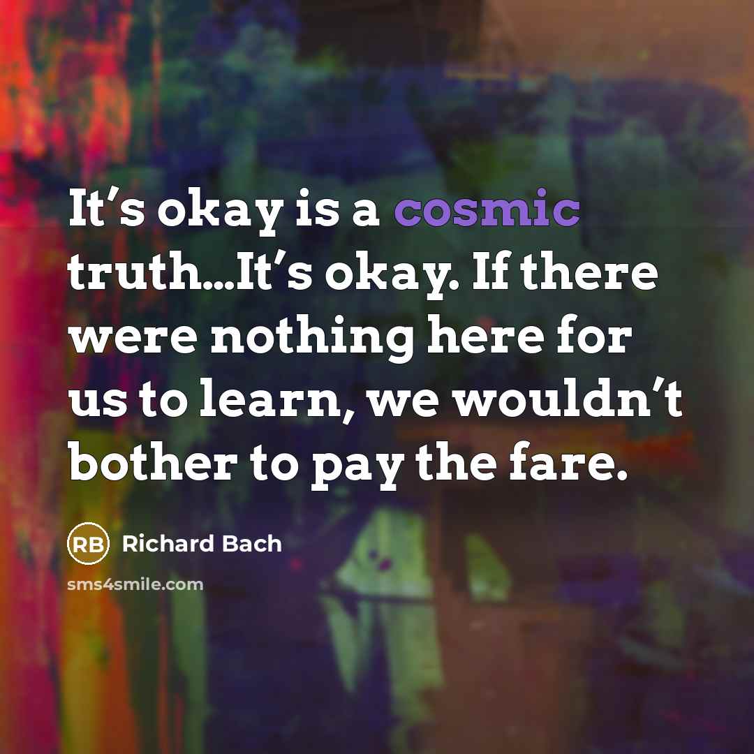 “It’s okay is a cosmic truth…It’s okay. If there were…” quote by Richard Bach