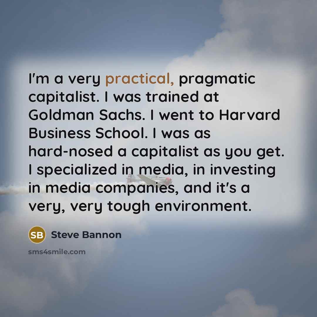 “I'm a very practical, pragmatic capitalist. I was trained at…” quote by Steve Bannon