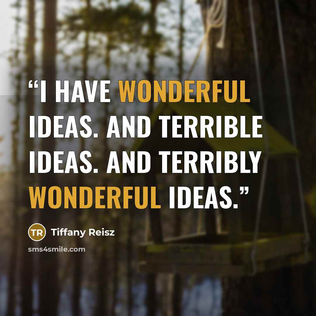 “I have wonderful ideas. And terrible ideas. And terribly wonderful ideas.” quote by Tiffany Reisz