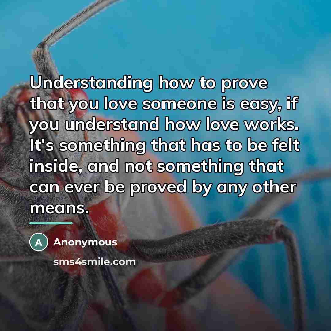 “Understanding how to prove that you love someone is easy,…” quote by Anonymous