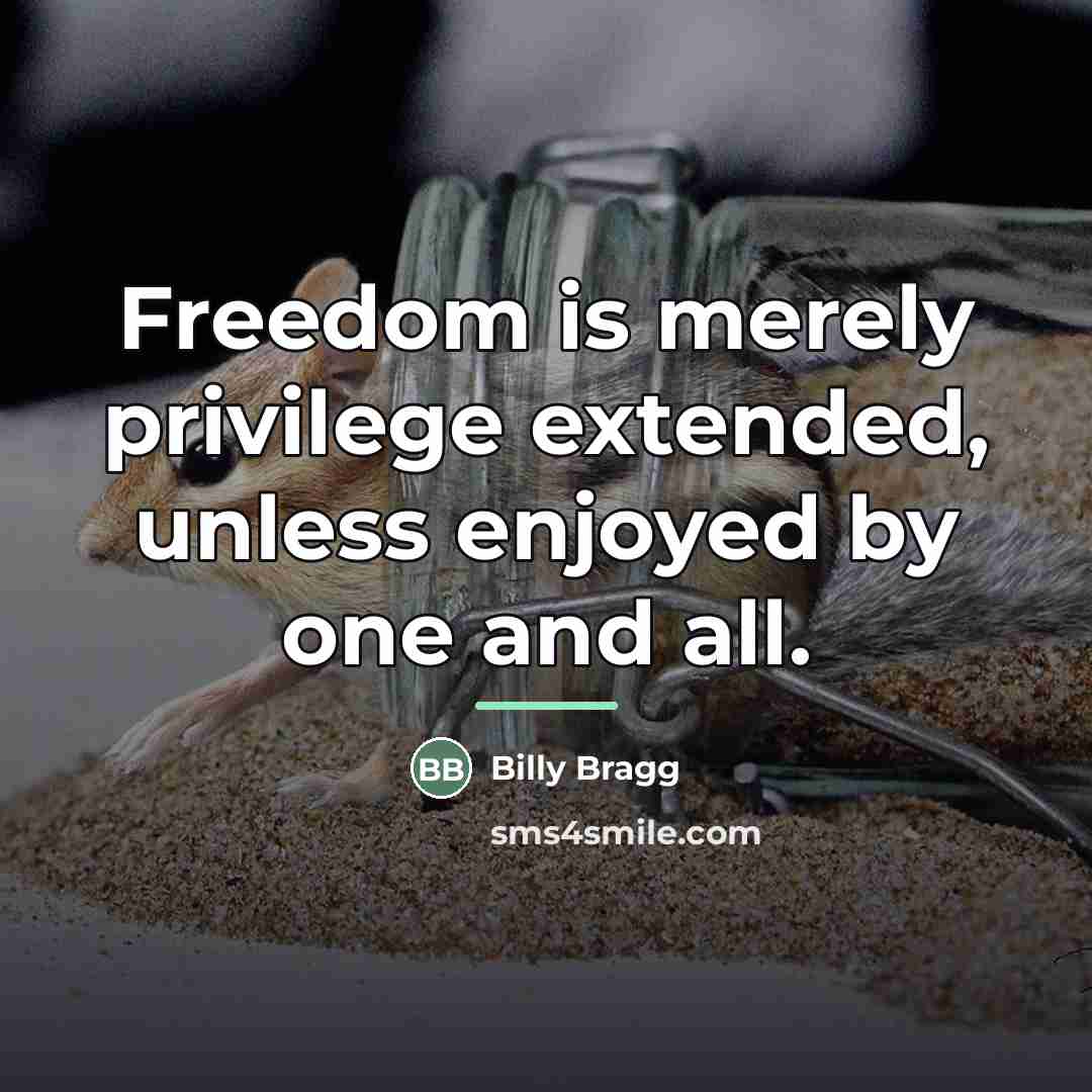 “Freedom is merely privilege extended, unless enjoyed by one and…” quote by Billy Bragg