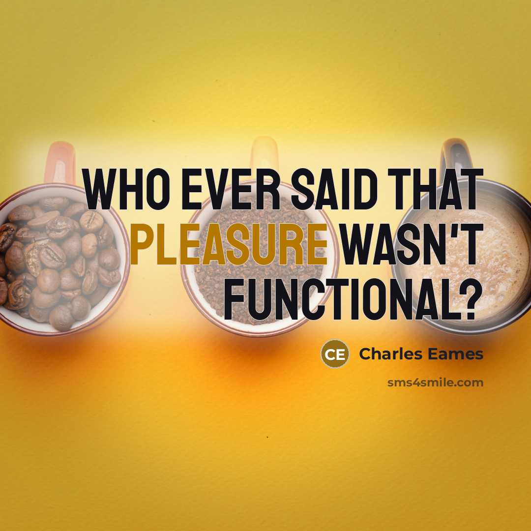 “Who ever said that pleasure wasn't functional?…” quote by Charles Eames